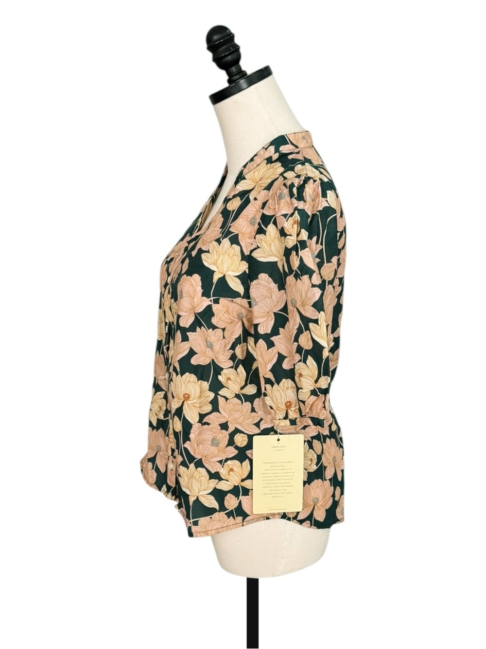Trovata Birds of Paradis Dakota in Jasper Twilight Multi Silk Blend Blouse NWT - Picture 3 of 10